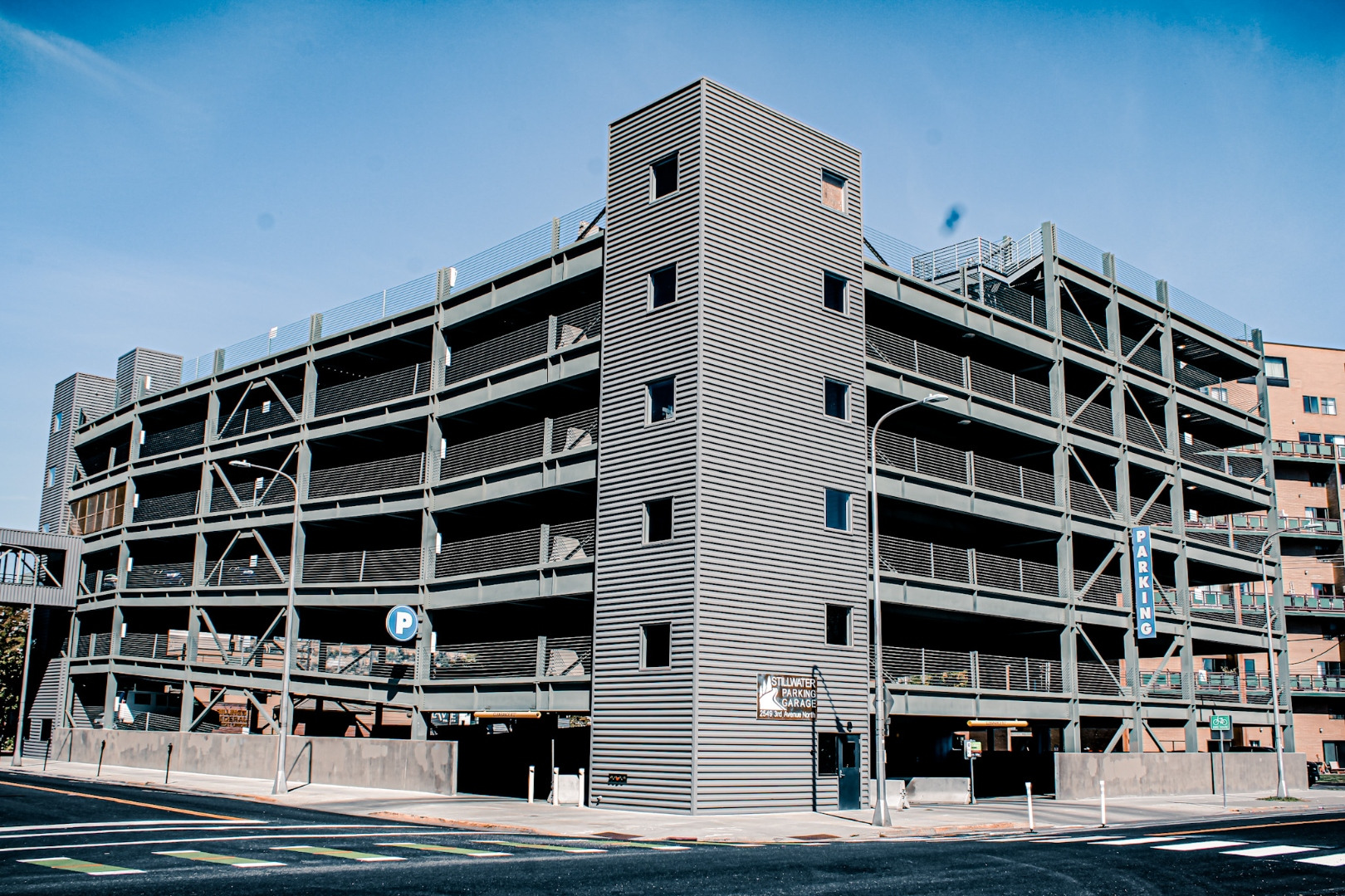 Exterior of the Stillwater parking garage